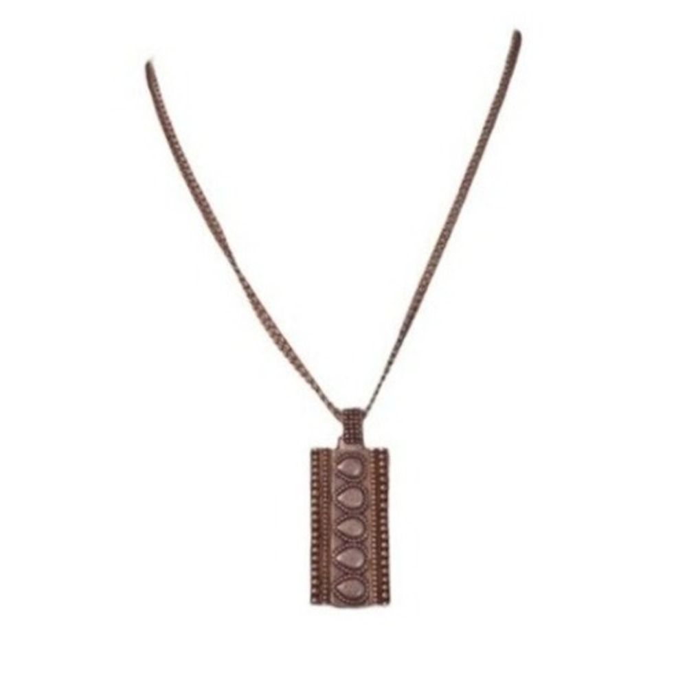 Vintage 90s Chico's Necklace Silver Gold Tone Metal Pendent Long‎ Double Chain